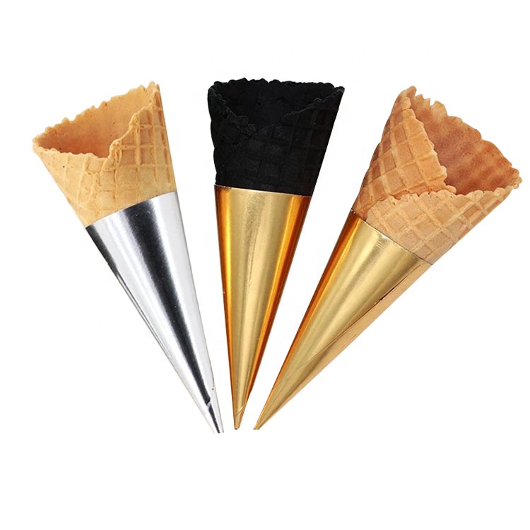 Gold foil paper made ice cream cone sleeves