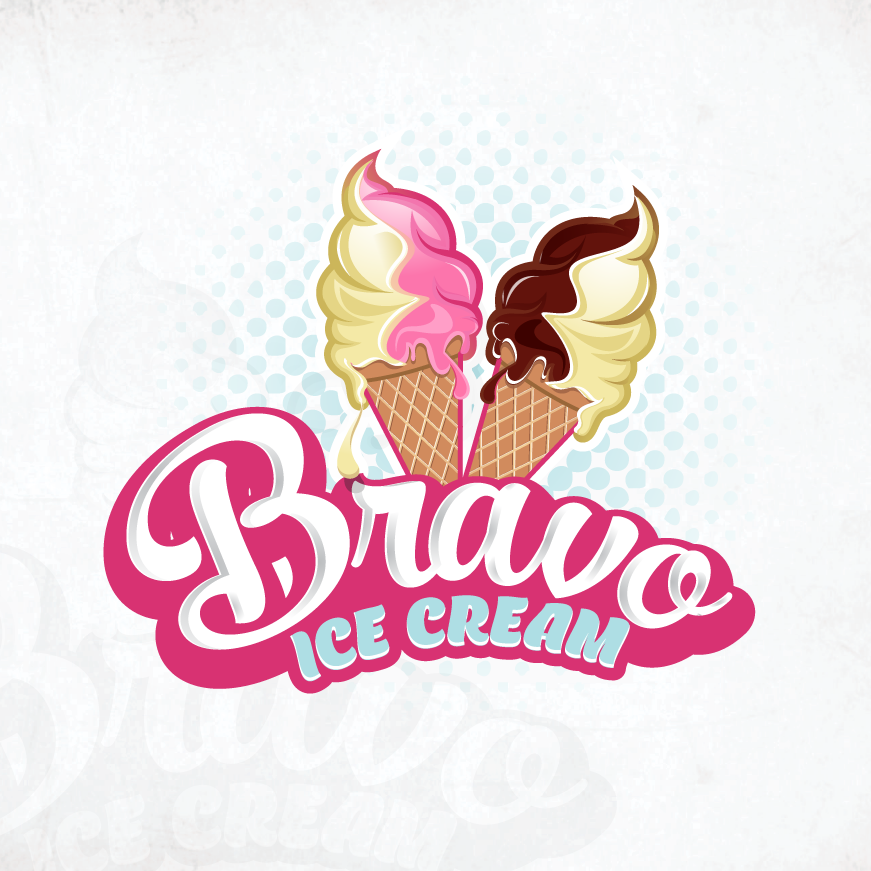 classic and bold style cone ice cream logo
